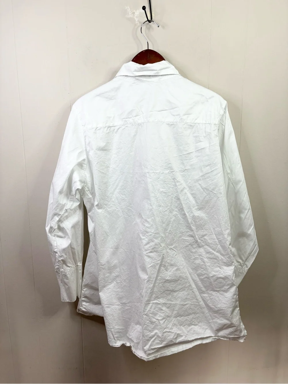 PLANET by Lauren G white long sleeve flow tunic pockets cotton poplin size L (2)